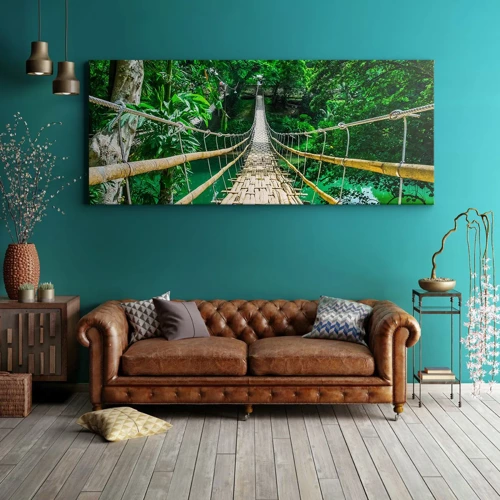 Bild auf Leinwand - Leinwandbild - Monkey Bridge über das Grün - 160x50 cm