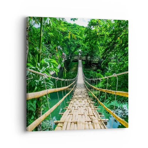 Bild auf Leinwand - Leinwandbild - Monkey Bridge über das Grün - 40x40 cm