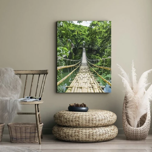 Bild auf Leinwand - Leinwandbild - Monkey Bridge über das Grün - 65x120 cm