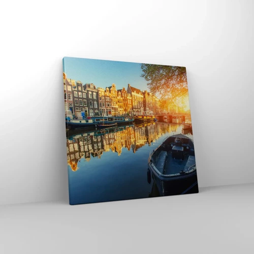 Bild auf Leinwand - Leinwandbild - Morgen in Amsterdam - 40x40 cm