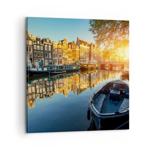 Bild auf Leinwand - Leinwandbild - Morgen in Amsterdam - 60x60 cm