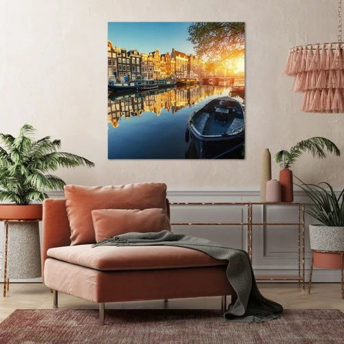 Bild auf Leinwand - Leinwandbild - Morgen in Amsterdam - 70x70 cm