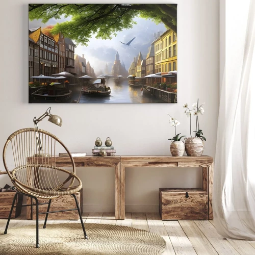 Bild auf Leinwand - Leinwandbild - Niederländisches Stadtbild - 70x50 cm