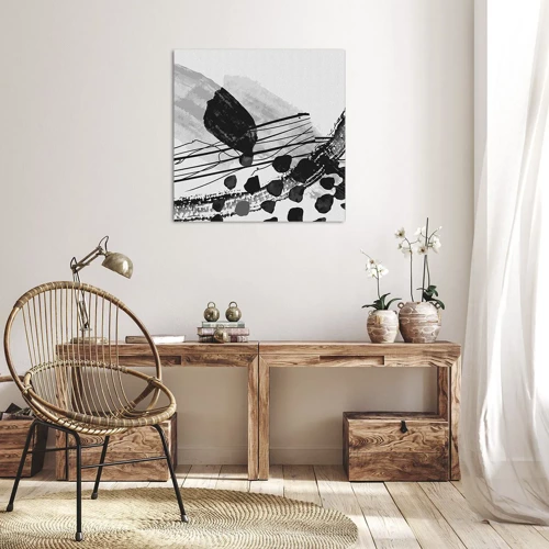 Bild auf Leinwand - Leinwandbild - Organische Schwarz-Weiß-Abstraktion - 50x50 cm