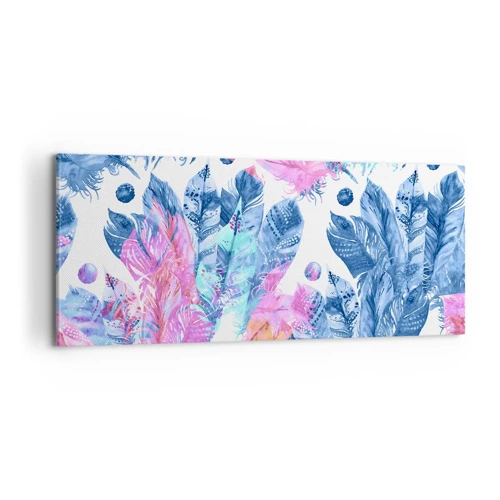 Bild auf Leinwand - Leinwandbild - Pflaumen in Pink und Blau - 100x40 cm