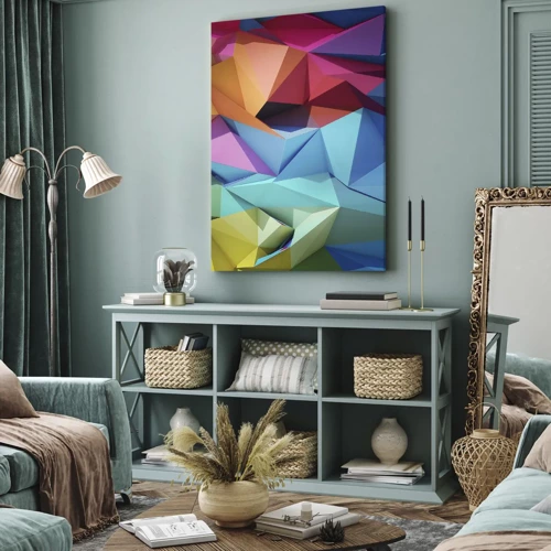 Bild auf Leinwand - Leinwandbild - Regenbogen-Origami - 45x80 cm