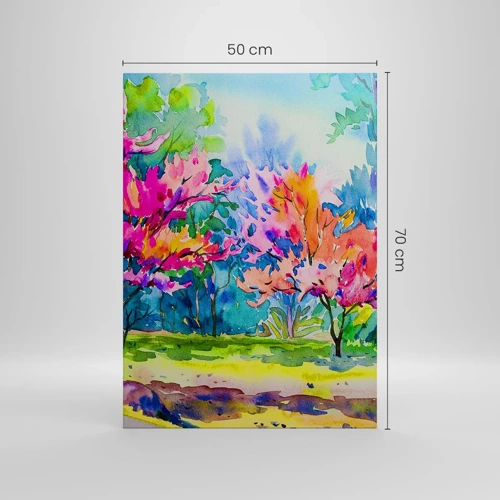 Bild auf Leinwand - Leinwandbild - Regenbogengarten im Frühlingslicht - 50x70 cm