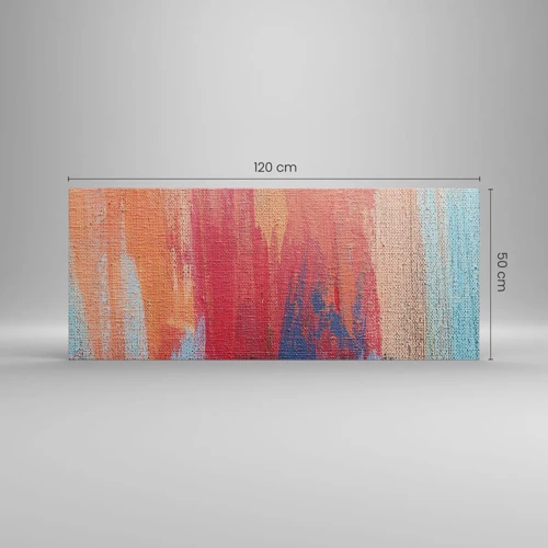 Bild auf Leinwand - Leinwandbild - Renne den Regenbogen hinunter - 120x50 cm