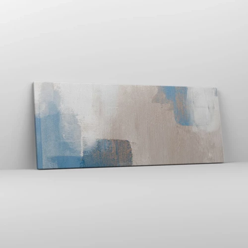 Bild auf Leinwand - Leinwandbild - Rosa Abstraktion hinter einem blauen Vorhang - 100x40 cm