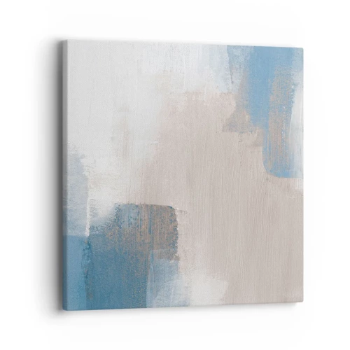 Bild auf Leinwand - Leinwandbild - Rosa Abstraktion hinter einem blauen Vorhang - 40x40 cm