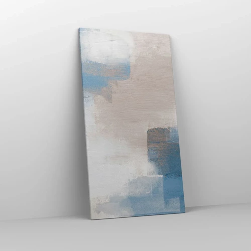 Bild auf Leinwand - Leinwandbild - Rosa Abstraktion hinter einem blauen Vorhang - 65x120 cm