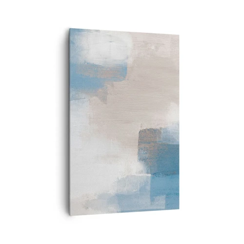 Bild auf Leinwand - Leinwandbild - Rosa Abstraktion hinter einem blauen Vorhang - 80x120 cm
