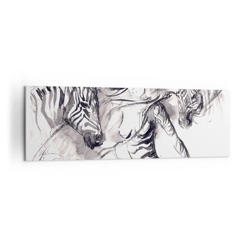 Bild auf Leinwand - Leinwandbild - Tanzen mit den Zebras - 160x50 cm