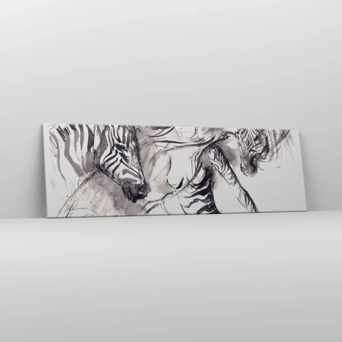 Bild auf Leinwand - Leinwandbild - Tanzen mit den Zebras - 160x50 cm