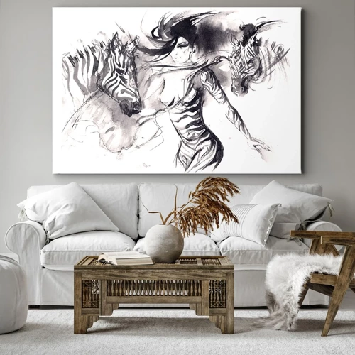 Bild auf Leinwand - Leinwandbild - Tanzen mit den Zebras - 70x50 cm