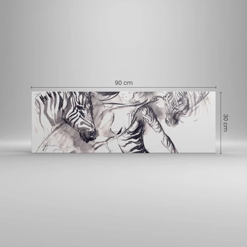 Bild auf Leinwand - Leinwandbild - Tanzen mit den Zebras - 90x30 cm