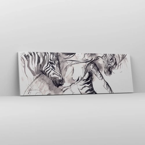 Bild auf Leinwand - Leinwandbild - Tanzen mit den Zebras - 90x30 cm