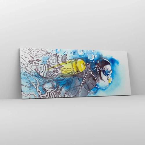 Bild auf Leinwand - Leinwandbild - Tolles Blau - 100x40 cm