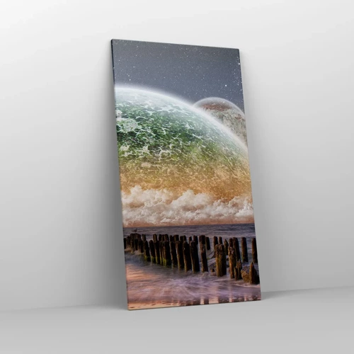 Bild auf Leinwand - Leinwandbild - Und die Welt tauchte aus dem Wasser auf - 65x120 cm