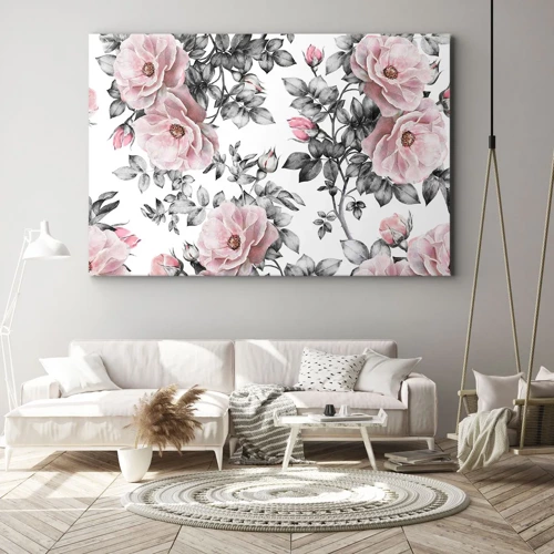 Bild auf Leinwand - Leinwandbild - Verliere dich in den Blüten der Rosen - 70x50 cm