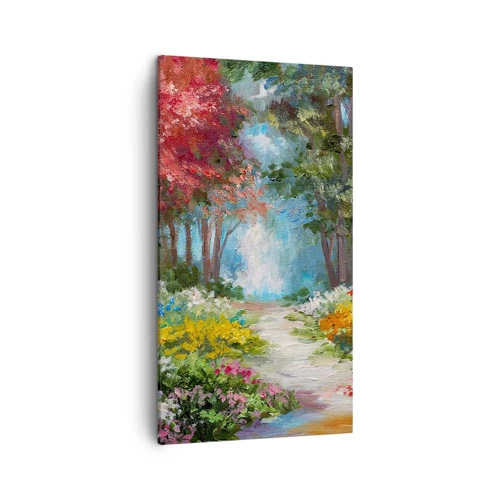 Bild auf Leinwand - Leinwandbild - Waldgarten, Blumenwald - 45x80 cm