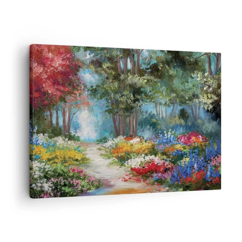 Bild auf Leinwand - Leinwandbild - Waldgarten, Blumenwald - 70x50 cm