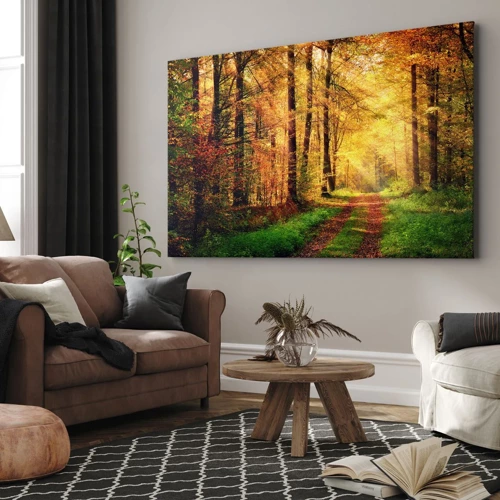 Bild auf Leinwand - Leinwandbild - Waldgoldene Stille - 120x80 cm