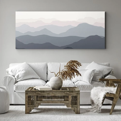 Bild auf Leinwand - Leinwandbild - Wellen der Berge - 120x50 cm