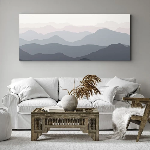 Bild auf Leinwand - Leinwandbild - Wellen der Berge - 140x50 cm