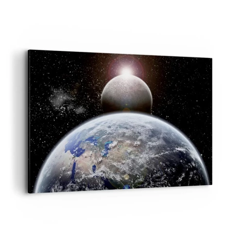 Bild auf Leinwand - Leinwandbild - Weltraumlandschaft - Sonnenaufgang - 100x70 cm