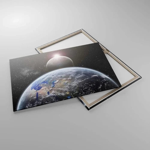 Bild auf Leinwand - Leinwandbild - Weltraumlandschaft - Sonnenaufgang - 100x70 cm
