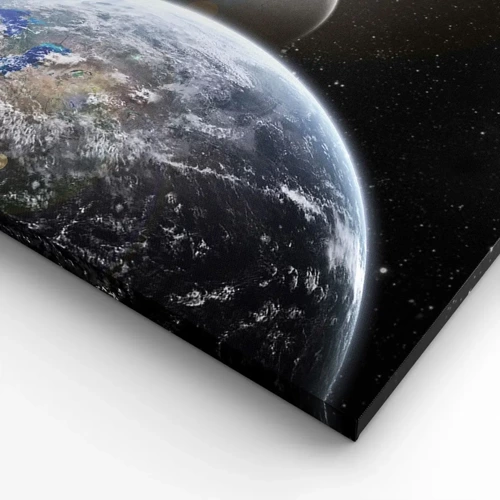 Bild auf Leinwand - Leinwandbild - Weltraumlandschaft - Sonnenaufgang - 120x50 cm