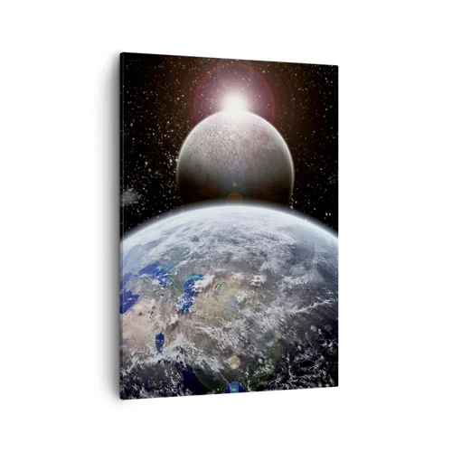 Bild auf Leinwand - Leinwandbild - Weltraumlandschaft - Sonnenaufgang - 50x70 cm