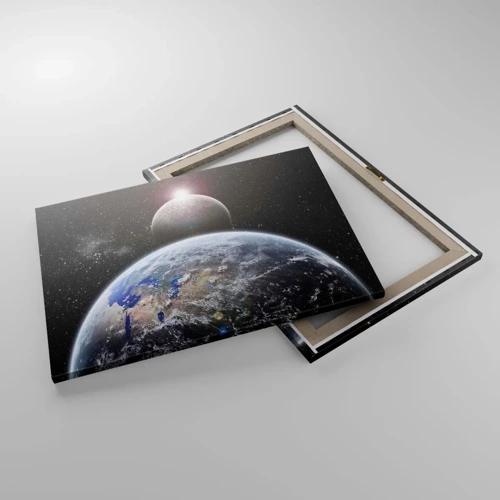 Bild auf Leinwand - Leinwandbild - Weltraumlandschaft - Sonnenaufgang - 70x50 cm