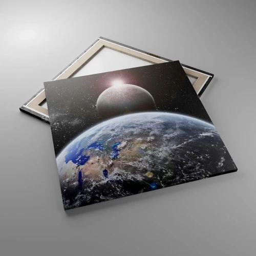 Bild auf Leinwand - Leinwandbild - Weltraumlandschaft - Sonnenaufgang - 70x70 cm