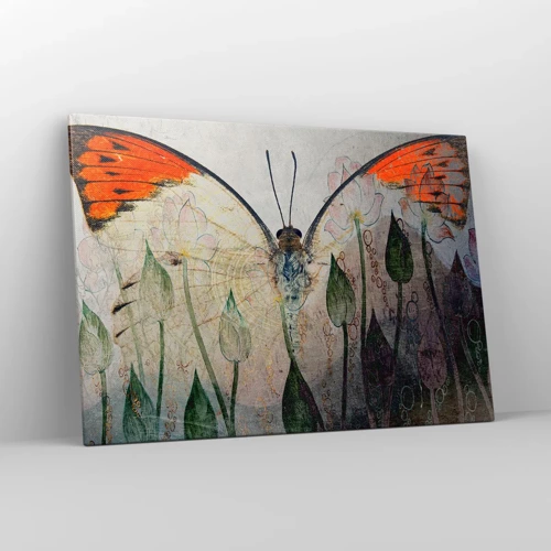 Bild auf Leinwand - Leinwandbild - Wo schwingt der Schmetterling im Gras - 100x70 cm