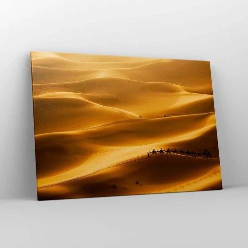 Bild auf Leinwand - Leinwandbild - Wohnwagen in den Wüstenwellen - 100x70 cm