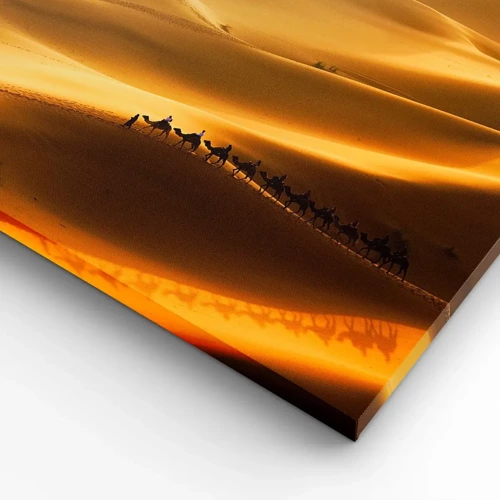 Bild auf Leinwand - Leinwandbild - Wohnwagen in den Wüstenwellen - 70x100 cm