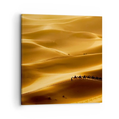 Bild auf Leinwand - Leinwandbild - Wohnwagen in den Wüstenwellen - 70x70 cm