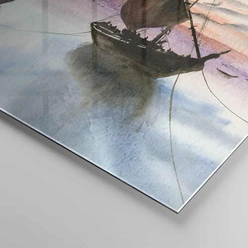 Glasbild - Bild auf glas - Abend am Hafen - 70x50 cm