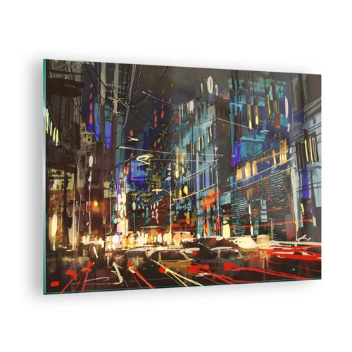 Glasbild - Bild auf glas - Abendlicher Straßentrubel - 70x50 cm