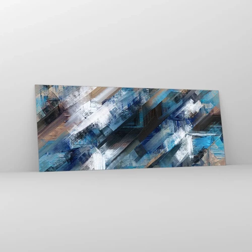 Glasbild - Bild auf glas - Auf einer blauen Diagonale - 100x40 cm