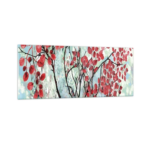 Glasbild - Bild auf glas - Baum in Scharlachrot - 100x40 cm