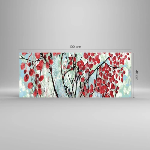 Glasbild - Bild auf glas - Baum in Scharlachrot - 100x40 cm