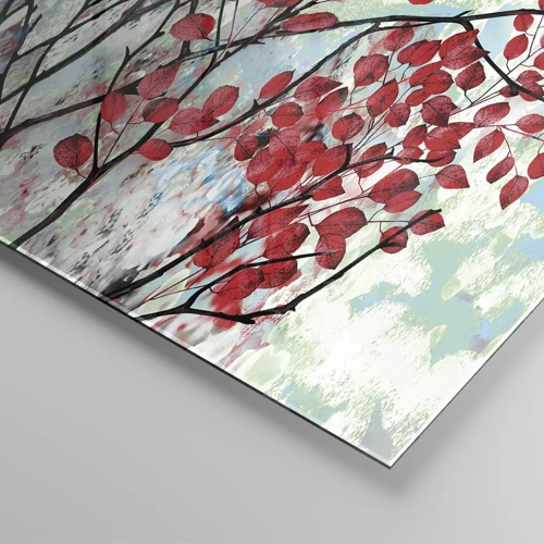 Glasbild - Bild auf glas - Baum in Scharlachrot - 120x80 cm