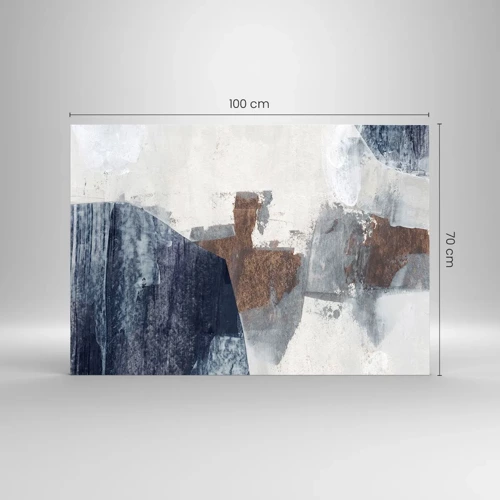 Glasbild - Bild auf glas - Blaue und braune Formen - 100x70 cm