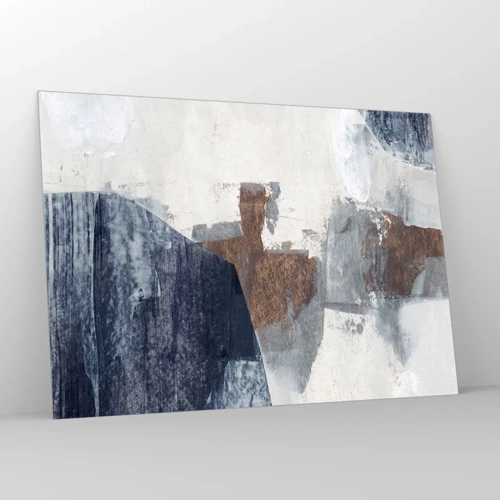 Glasbild - Bild auf glas - Blaue und braune Formen - 100x70 cm