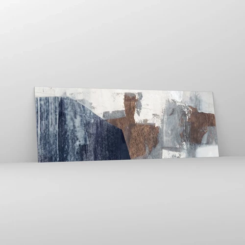 Glasbild - Bild auf glas - Blaue und braune Formen - 140x50 cm