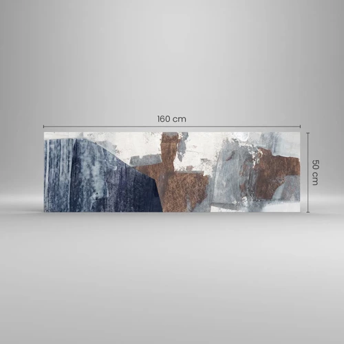 Glasbild - Bild auf glas - Blaue und braune Formen - 160x50 cm