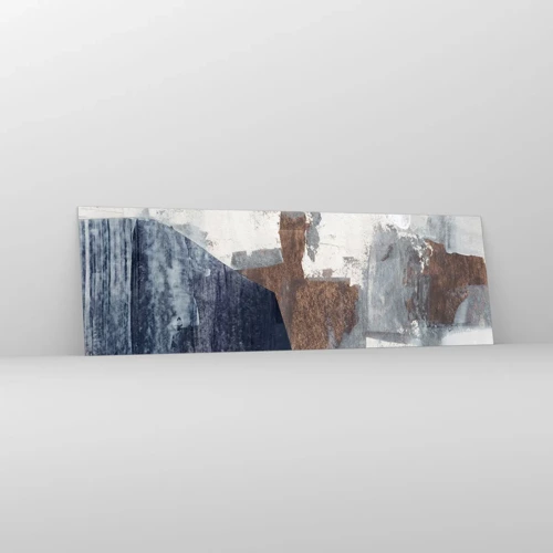 Glasbild - Bild auf glas - Blaue und braune Formen - 160x50 cm